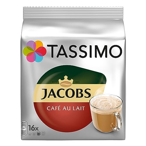 Tassimo Jacobs Café au Lait 5er Pack, Kaffee, Kaffeekapsel, Milchkaffee aus gemahlenem Röstkaffee, 80 T-Discs/Portionen von Tassimo