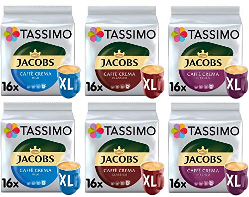 Tassimo Kaffee Jacobs Crema XL Selektion je 2x Mild XL, Classico XL, Intenso XL von Tassimo