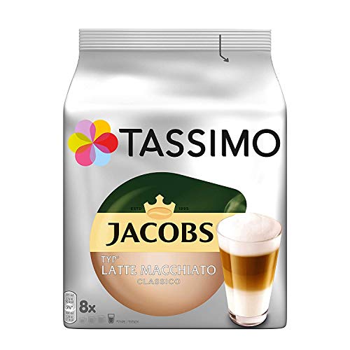 Tassimo Kapseln Jacobs Typ Latte Macchiato Classico, 5 Kaffeekapseln für 8 Getränke von Tassimo