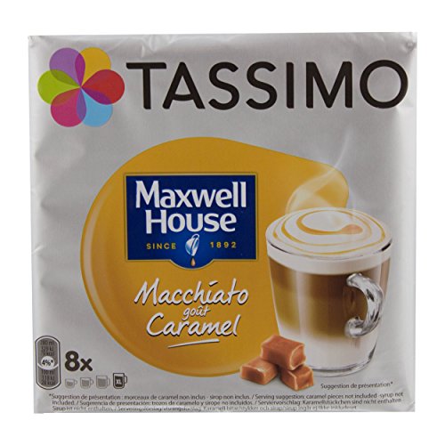 Tassimo Maxwell House Latte Macchiato Karamell 16 T-Discs 8 Portionen, Medium Roast, T-Disc Kaffee, 268 Gramm von Tassimo