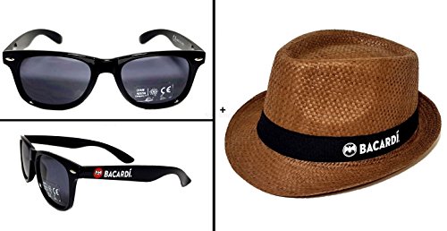 Bacardi Sommer Set - 1x Sonnenbrille mit 400 UV Schutz + Hut Strohhut Strandhut partyhut Sonnenhut in braun Material Hut : 100% Stroh Material Brille : Kunststoff von Tassorm