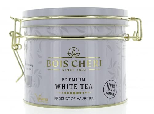 Bois Cheri Premium White Tea (125g) - LIMITED EDITION - weisser Tee aus Mauritius, handgeerntet, in wiederverwendbarer Teedose, hochwertige Premium Qualität von Taste of Paradise by Mauritius