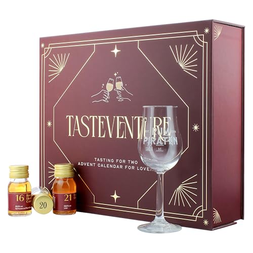 World of Spirits Adventskalender 2024 (24 x 30 ml) - für Paare und Verliebte - mit Whisky, Rum, Gin, Likör, Spirituosen von Tasteventure