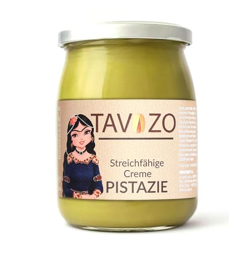 Tavazo® 1x600gr Streichbare 45% Pistaziencreme, Brotaufstrich, Protein Pistachio Aufstrich, Pistazienmus aus Italien, süßer Geschmack, Ideal für Brot und Kuchen, Pistazienmark (1 x 600gr, 45%) von Tavazo