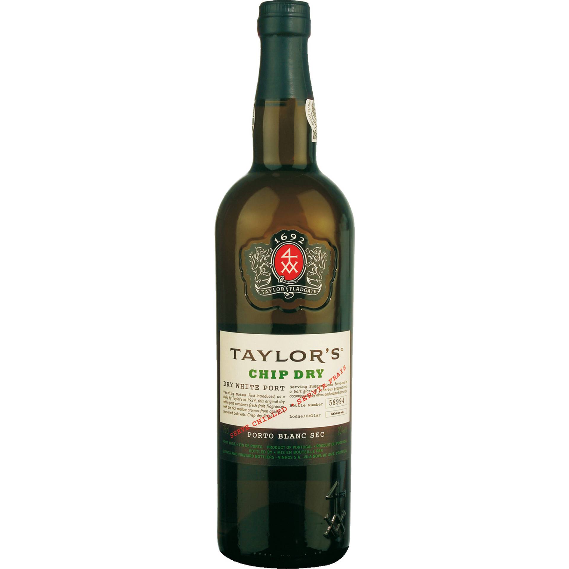 Taylor's Chip Dry, Douro DOC, 20% Vol., Douro, Spirituosen von Taylor Fladgate & Yeatman, Rua do Choupelo 250, 4400-088 Vila Nova de Gaia, Portugal