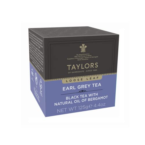 Taylors® | Ätherisches Earl-Grey-Schwarztee- und Bergamottenöl | Bergamotte-Schwarzteeblätter - 125 Gr | Earl Grey-Schwarzteeblatt-Etui von Taylors