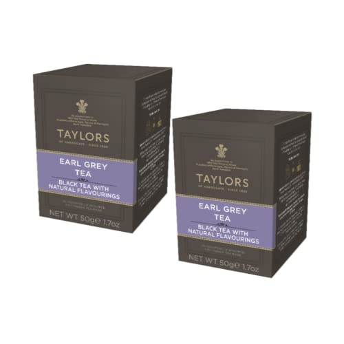 Taylors® | Bergamotte-Schwarztee Earl Grey, leicht duftend | Earl Grey Bergamotte-Schwarztee – 2 x 20 Teefilter (100 g) | Earl Grey-Schwarztee-Beutel von Taylors