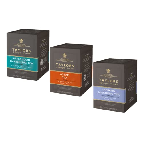 Taylors® | Darjeeling Schwarztee 20 Filter | Geräucherter chinesischer Schwarztee 20 Filter | Assam Schwarztee 20 Filter | Verschiedene Schwarztee-Kollektion von Taylors