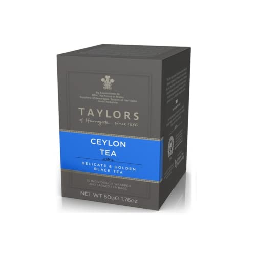 Taylors® | Einzelner Ceylon-Schwarztee | Zarter Schwarztee Golden Reflections - 20 Teefilter (50 Gr) | Ceylon-Schwarztee-Beutel | Single-Origin-Schwarztee von Taylors