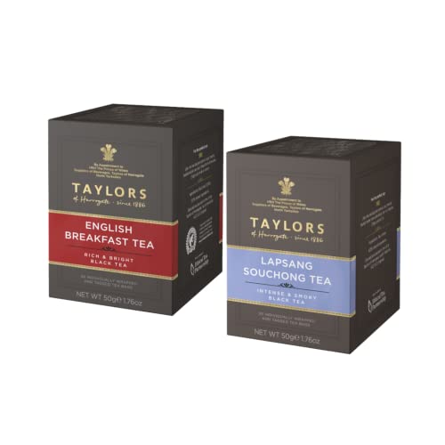 Taylors® | Englisches Frühstück 20 Filter | Lapsang geräucherter chinesischer Schwarztee 20 Filter | Verschiedene Schwarztees in Einzelbeuteln von Taylors