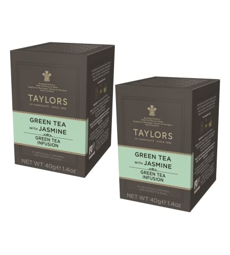 Taylors® | Grüner Tee und Jasmin | Frischer und blumiger Grüntee in Einzelbeuteln – 2 x 20 Teefilter (80 g) | Grüner Tee-Jasmin-Aroma von Taylors