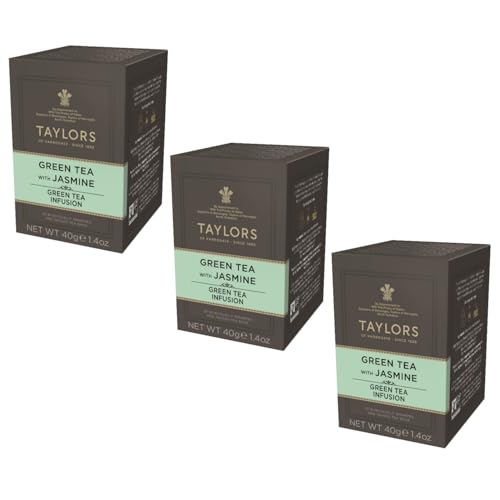 Taylors® | Grüner Tee und Jasmin | Frischer und blumiger Grüntee in Einzelbeuteln – 3 x 20 Teefilter (120 g) | Grüner Tee-Jasmin-Aroma von Taylors