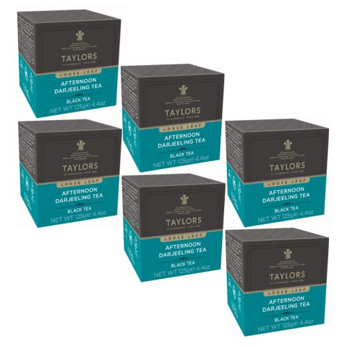 Taylors® | Loseblatt Darjeeling Indischer Schwarztee | Darjeeling Black Loose Leaf – 6 x 125 Gr | Zarter und fruchtiger Darjeeling-Tee von Taylors