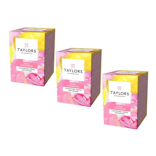 Taylors® | Rosa Limonadenaufguss | Karkadé Zitronen- und Apfel-Kräutertee ohne Koffein – 3 Boxen (insgesamt 60 Filter) von Taylors