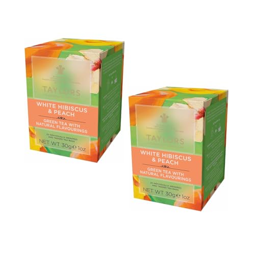 Taylors® | Sencha Grüntee Weißer Hibiskus und Pfirsich | Grüner Tee mit Fruchtgeschmack – 2 x 20 Beutel (60 g) von Taylors