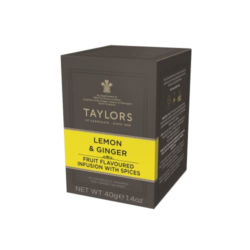 Taylors® | Zitronen-Ingwer-Aufguss | Würziger Ingwer-Zitronen-Kräutertee – 20 Beutel | Verdauungsinfusion mit Ingwer von Taylors