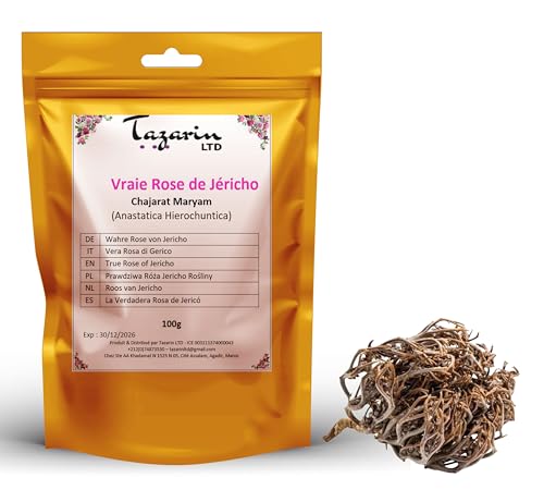 100g Rose von Jericho - Chajarat Mariam - Pflanze, die Fruchtbarkeit Fördert - Ungefähr 10 Stück - Anastatica Hierochuntica - 100% Natürlich, Rein und Ohne Zusatzstoffe | Premium-Qualität von Tazarin LTD