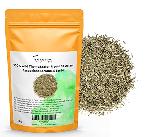 100g Wilder Atlas-Thymian/Zaatar – außergewöhnliches Aroma und Geschmack – 100 % Natürlich, Rein und Keine Zusatzstoffe von Tazarin LTD