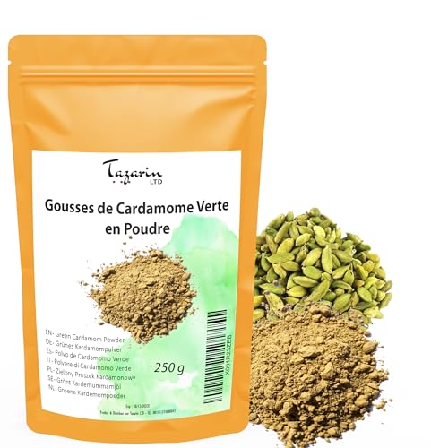 250g Kardamom Gemahlen - Kardamom Pulver - Intensives Aroma & Geschmack - 100% Natürlich, Rein und Ohne Zusatzstoffe - TazarinLtd von Tazarin LTD