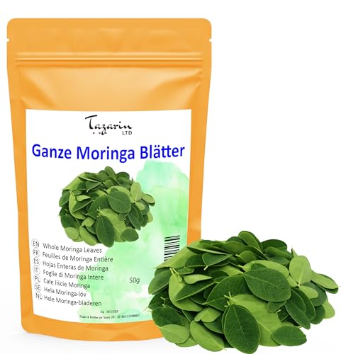 50g Ganze Moringa-Blätter PREMIUM PLUS - Moringa Getrocknet - Moringa-Infusion, Moringa-Tee, Moringa-Kräutertee - Nährstoffreich - 100% Natürlich, Rein und Ohne Zusatzstoffe - TazarinLtd von Tazarin LTD