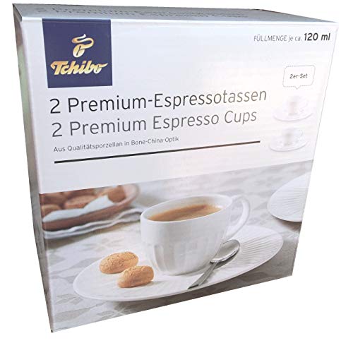 Tchibo 2 Premium Espressotassen mit Unterteller Espressotasse 120 ml von Tchibo