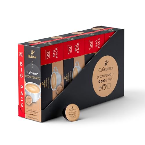 Tchibo Cafissimo Caffè Crema entkoffeiniert Kaffeekapseln, 120 Stück – 4x30 Kapseln (Kaffee, mild mit feinem Aroma), nachhaltig & fair gehandelt von Tchibo