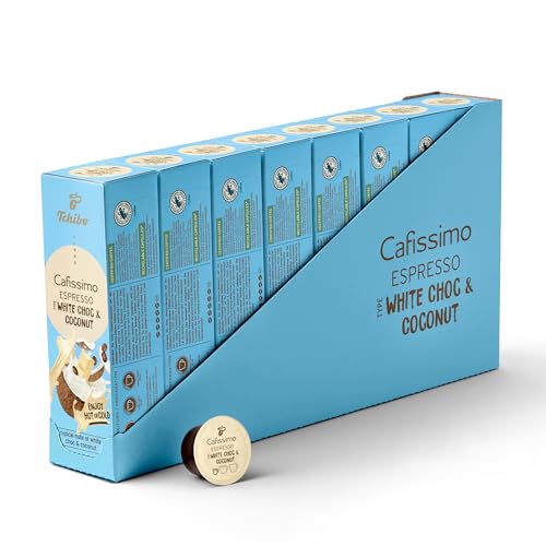 Tchibo Cafissimo Espresso White Choc & Coconut Kaffeekapseln, 80 Stück - 8x 10 Kapseln (Espresso, aromatisch mit weißer Schokolade & Kokosnuss-Geschmack), nachhaltig & fair gehandelt, Limited Edition von Tchibo