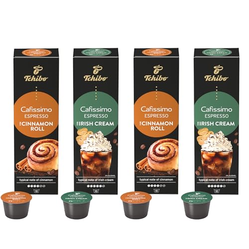 Tchibo Cafissimo Probierset Limited Edition Espresso Irish Cream & Cinnamon Roll, 40 Stück (4x 10 Kaffeekapseln), nachhaltig & fair gehandelt von Tchibo