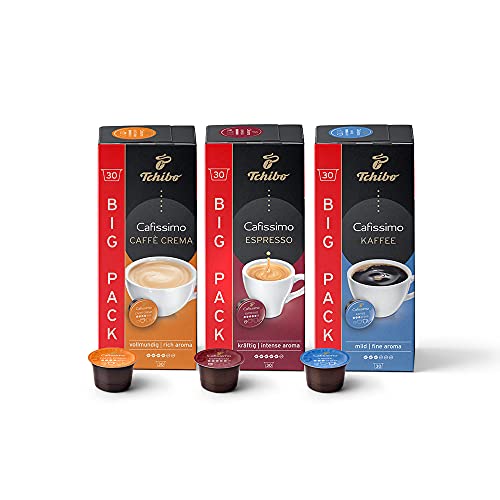 Tchibo Cafissimo Probierset verschiedene Sorten Caffè Crema, Espresso und Kaffee, 90 Stück (3x30 Kaffeekapseln), nachhaltig & fair gehandelt von Tchibo