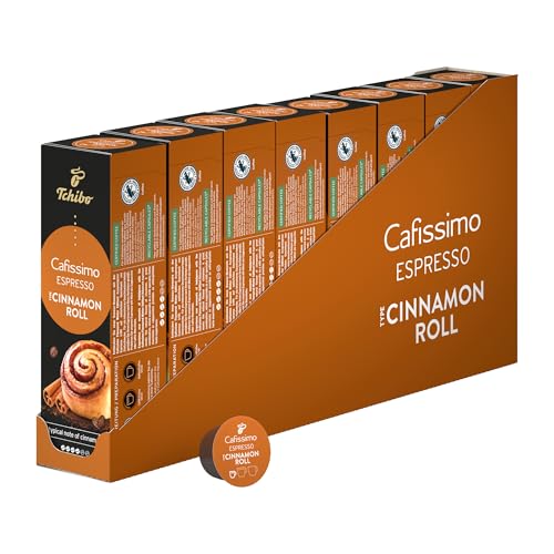 Tchibo Cafissimo Espresso Cinnamon Roll Kaffeekapseln, 80 Stück – 8x 10 Kapseln (Espresso, aromatisch mit natürlichen Geschmack von Zimtschnecke), nachhaltig & fair gehandelt, Limited Edition von Tchibo