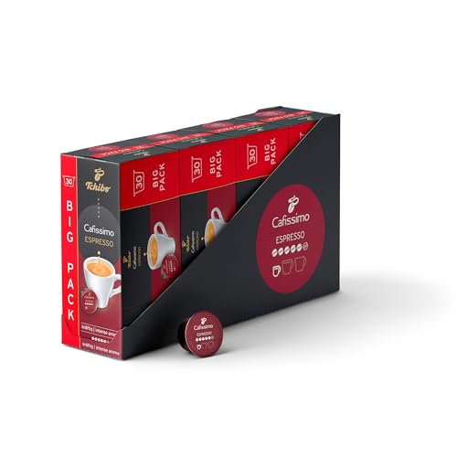 Tchibo Cafissimo Vorratsbox Espresso kräftig Kaffeekapseln, 120 Stück – 4x 30 Kapseln (Espresso, intensiv mit kräftigen Röstaromen), nachhaltig & fair gehandelt von Tchibo