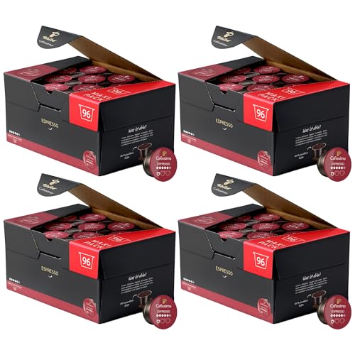 Tchibo Cafissimo Vorratsbox Espresso kräftig Kaffeekapseln, 384 Stück – 4x 96 Kapseln (Espresso, intensiv mit kräftigen Röstaromen), nachhaltig & fair gehandelt von Tchibo