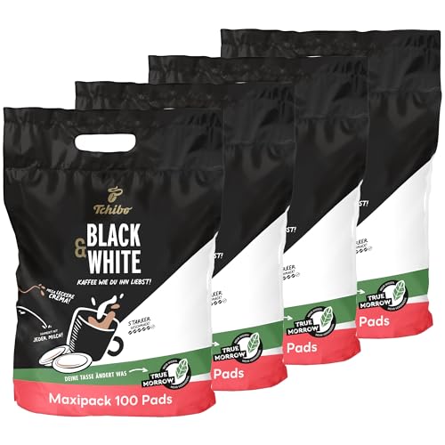 Tchibo Kaffeepads Vorratspack Maxipack, BLACK&WHITE, 400 Stück - 4x 100 Pads (Kaffee, kräftig mit starkem Geschmack), nachhaltig, geeignet für Senseo Maschinen von Tchibo