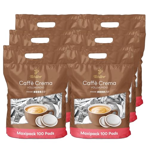 Tchibo Kaffeepads Vorratspack Maxipack, Caffè Crema vollmundig, 600 Stück - 6x 100 Pads (Kaffee, ausgewogen und vollmundig), nachhaltig, geeignet für Senseo Maschinen von Tchibo