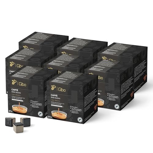 Tchibo Qbo Caffè Baba Budan Premium Kaffeekapseln, 216 Stück – 8x27 Kapseln (Caffè, Intensität 09/10, kräftig, Noten dunkler Schokolade), nachhaltig, aus 70% nachwachsenden Rohstoffen von Tchibo