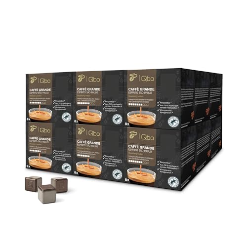 Tchibo Qbo Caffè Grande Espírito São Paulo Premium Kaffeekapseln, 144 Stück - 18x8 Kapseln (Caffè Grande, Intensität 7/10, hocharomatisch), nachhaltig, aus 70% nachwachsenden Rohstoffen von Tchibo