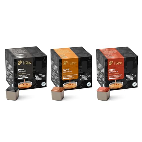 Tchibo Qbo Caffè Premium Kaffeekapseln, 81 Stück, 3x27 Kapseln in Würfelform, verschiedene Sorten, ausdrucksstarke Röstnote, aromaversiegelt, klimaneutral kompensiert, Kaffeegenuss zum Vorteilspreis von Tchibo