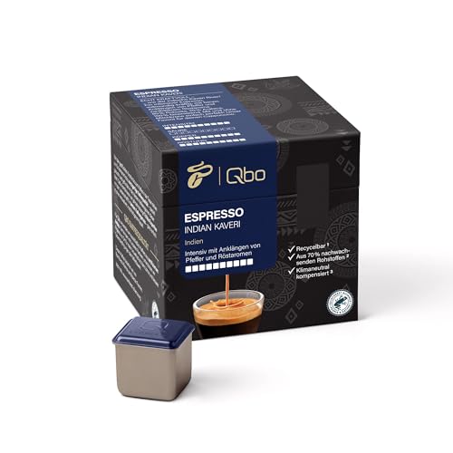 Tchibo Qbo Espresso Indian Kaveri Premium Kaffeekapseln, 27 Stück (Espresso, Intensität 10/10, intensiv und pfeffrig), nachhaltig, aus 70% nachwachsenden Rohstoffen & klimaneutral kompensiert von Tchibo