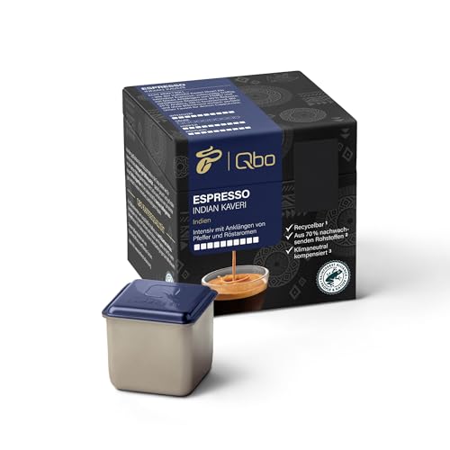 Tchibo Qbo Espresso Indian Kaveri Premium Kaffeekapseln, 8 Stück (Espresso, Intensität 10/10, intensiv und pfeffrig), nachhaltig, aus 70% nachwachsenden Rohstoffen & klimaneutral kompensiert von Tchibo