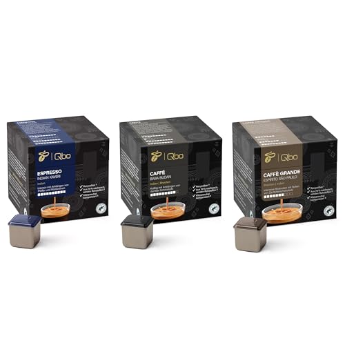 Tchibo Qbo Kräftig Premium Kaffeekapseln, 81 Stück, 3x27 Kapseln in Würfelform, verschiedene kraftvolle Kaffeesorten, aromaversiegelt, klimaneutral kompensiert, Kaffeegenuss Set zum Vorteilspreis von Tchibo