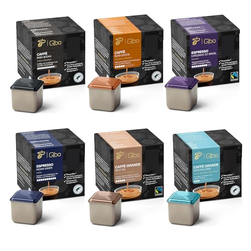 Tchibo Qbo Probierset Caffè & Espresso Around the World Premium Kaffeekapseln 48 Stück, 6 Sorten mit 8 Kapseln in Würfelform, aromaversiegelt, klimaneutral kompensiert, Kaffeegenuss zum Vorteilspreis von Tchibo