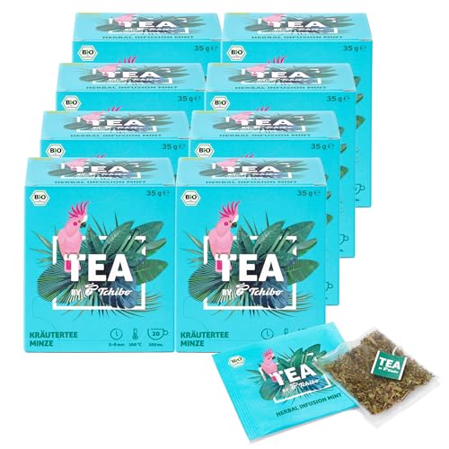 Tchibo Tee „TEA by Tchibo“ Bio Kräutertee Minze, Erfrischende Minze, Vorratspack, Maxipack, Teebox, 160 Stück - 8x 20 Teebeutel, Bio-Siegel, Natürliche Zutaten, Nachhaltiger Anbau von Tchibo