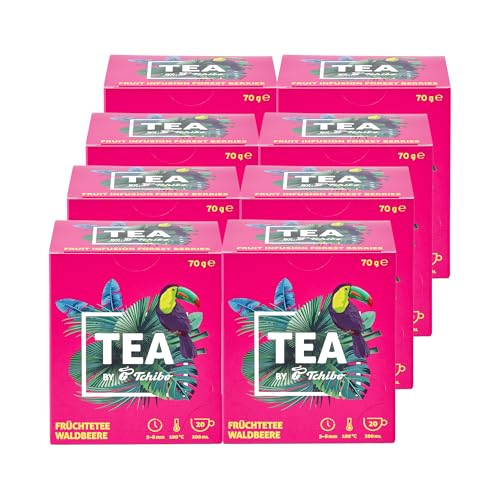 Tchibo Tee „TEA by Tchibo“ Früchtetee Waldbeere, Beeren-stark und fruchtig-süß, Vorratspack, Maxipack, Teebox, 160 Stück - 8x 20 Teebeutel, Natürliche Zutaten, Nachhaltiger Anbau von Tchibo
