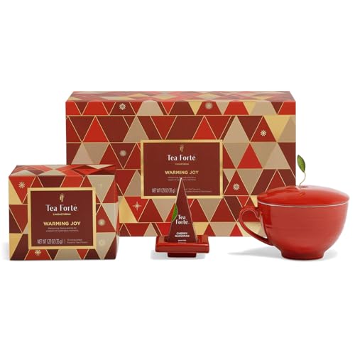 Tea Forte Warming Joy Holiday Geschenkset mit Café-Tasse, Teetablett und 10 Tee-Pyramiden-Ei von Tea Forte