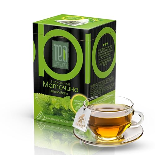 Zitronenmelisse Tee Bio 20 biodegradable pyramids - Caffeine-Free Herbal Tea Bags, baldrian Natural Lemon Balm, Unbleached & Biodegradable - Entspannungstee, Bio Tee, Pure Tee Melissentee von KUKER