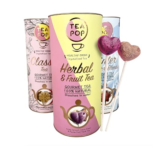 TEA-POP Verschiedene Tee-am-Stick, eine köstliche Kombination aus Kräuter- und Früchtetees | 100% natürlicher Tee aus Pflanzen und mit Antioxidantien | 3 Tube Set von Tea Pop