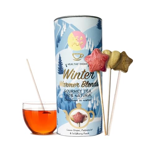 Tea-Pop 6 Gemütliche Winter-Teesticks, 100% natürlich, veganer Gourmet-Tee mit Wildbeere, Pfefferminze, Zitronen-Ingwer, leicht löslich in Wasser von Tea Pop