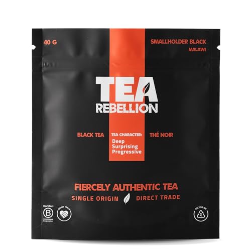 Tea Rebellion | Smallholder Black Tea | Fair Trade, UTZ+ & Rainforest Certified | A Rich, Roasted Experience | Progressive, Deep, Surprising | Malawi Sourced | 40G Loose Leaf Tea von Tea Rebellion