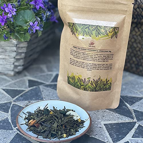 Wunderbare Spirulina-Grünteemischung • Hochwertiger Aufguss • 50gr-Packung • Tea Soul von TEA SOUL