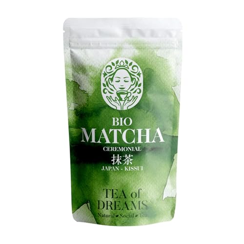 Matcha Pulver Bio für Tee und Matcha Latte - Premium Ceremonial Grade aus Japan - Original Kissui Matcha Grüntee - 30g von Tea of Dreams